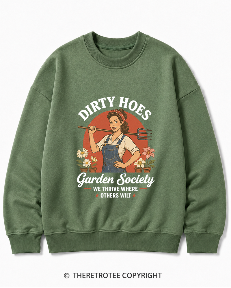 TheRetroTee Dirty Hoes Garden Society 1950s Cotton Sweatshirt