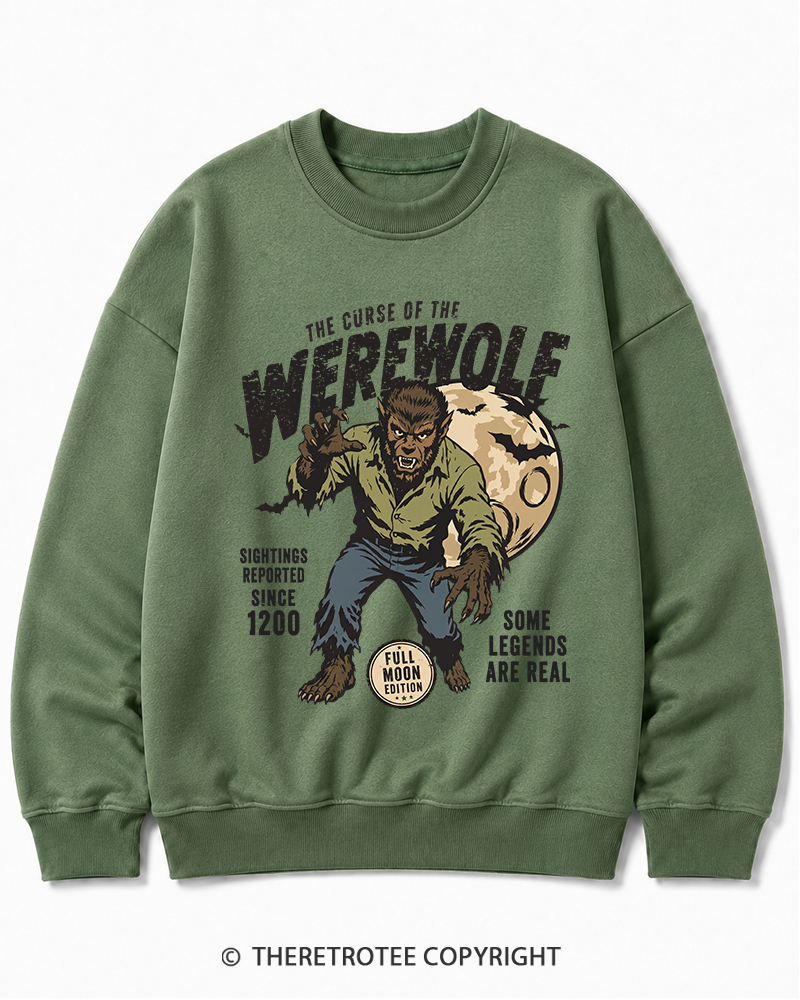 TheRetroTee Werewolf Cult Classic Halloween Horror Movie 1990s Halloween Cotton Sweatshirt