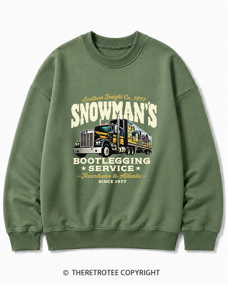 TheRetroTee Snowman's Bootlegging Service 1970s Cotton Sweatshirt