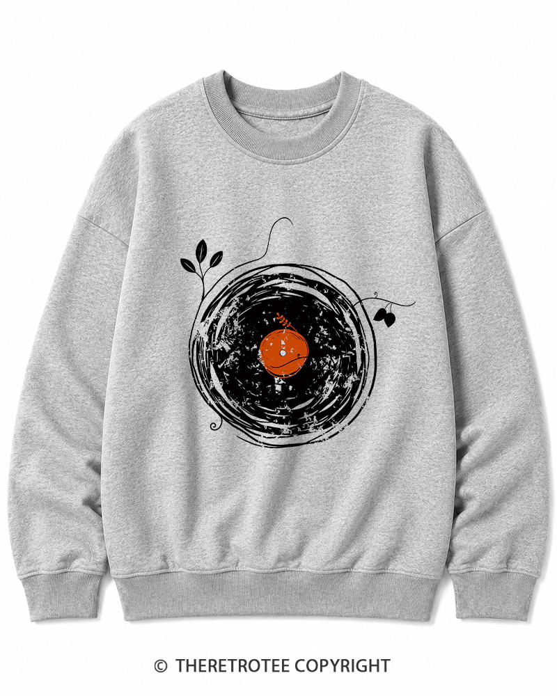 TheRetroTee Enchanting Vinyl Records 1970s Cotton Sweatshirt