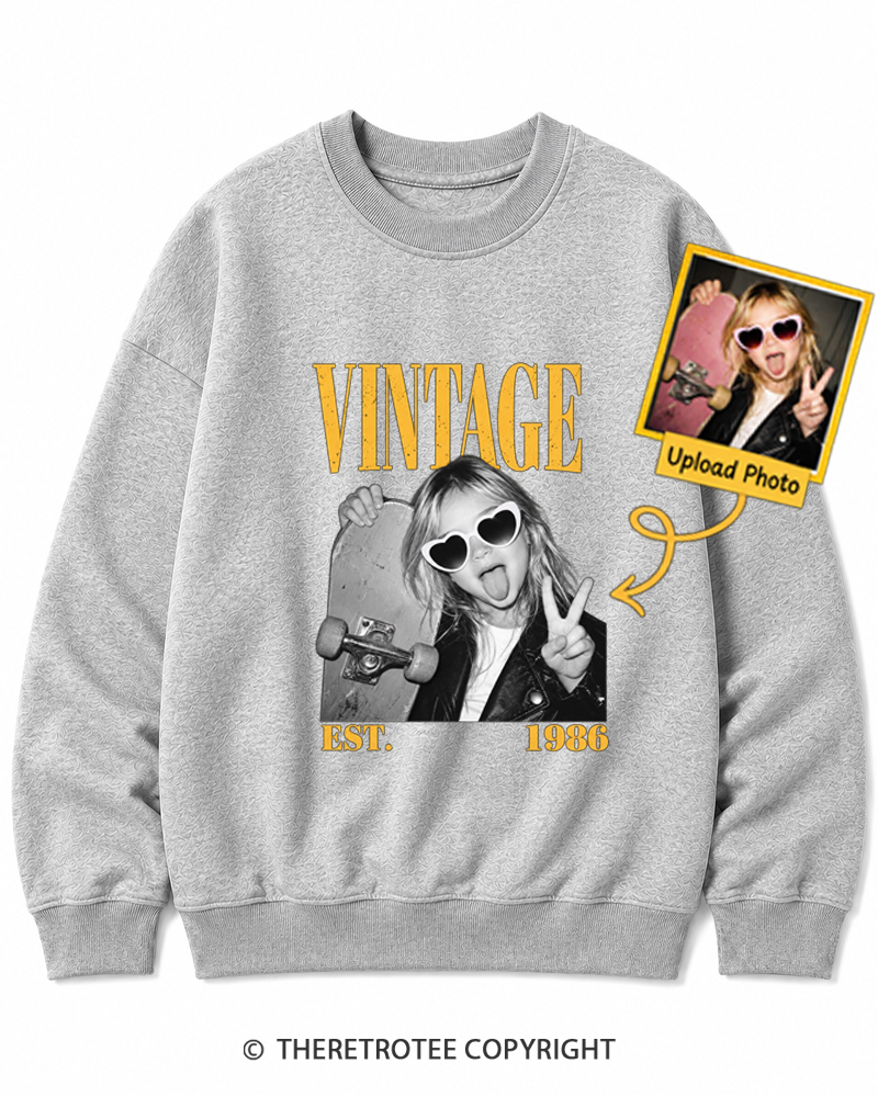 TheRetroTee Personalized My First Skateboard 1986 Sweatshirt