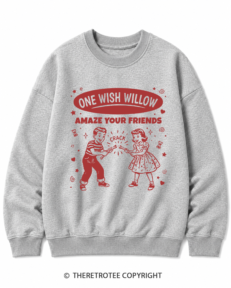 TheRetroTee One Wish Willow Vintage Halloween Cotton Sweatshirt