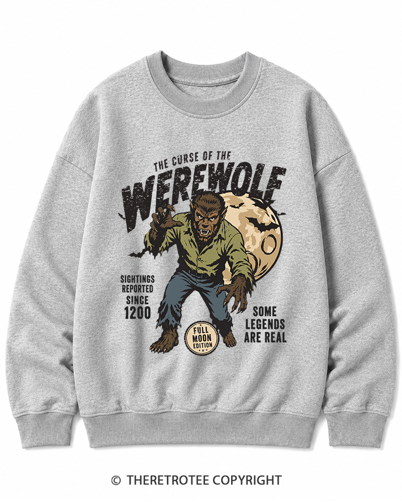 TheRetroTee Werewolf Cult Classic Halloween Horror Movie 1990s Halloween Cotton Sweatshirt