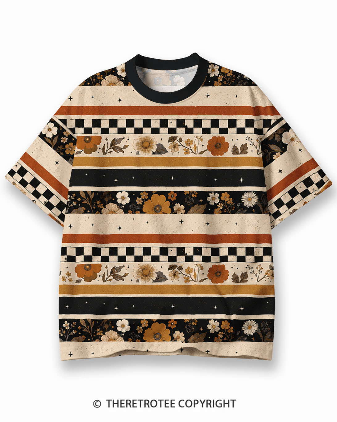 001 TheRetroTee XXX Eco Oversized Striped Ringer T-Shirt