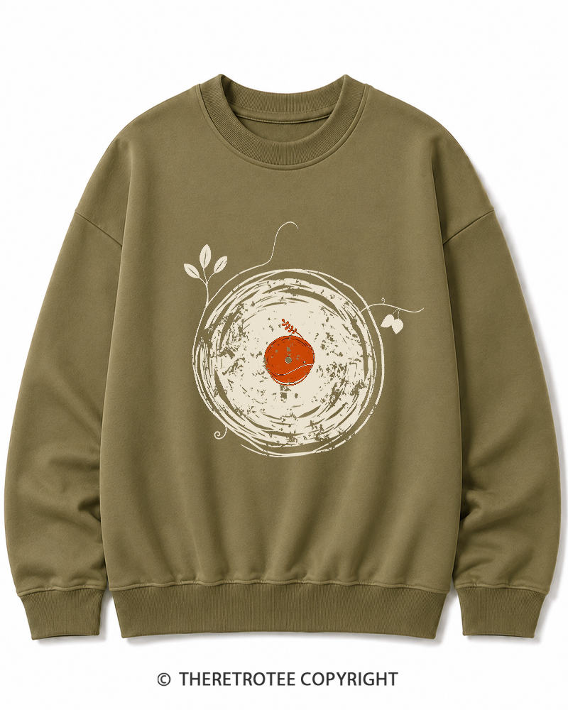 TheRetroTee Enchanting Vinyl Records 1970s Cotton Sweatshirt