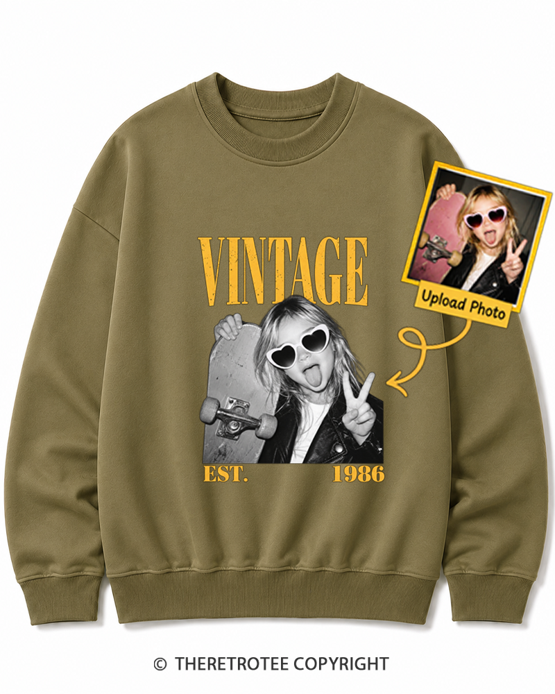 TheRetroTee Personalized My First Skateboard 1986 Sweatshirt