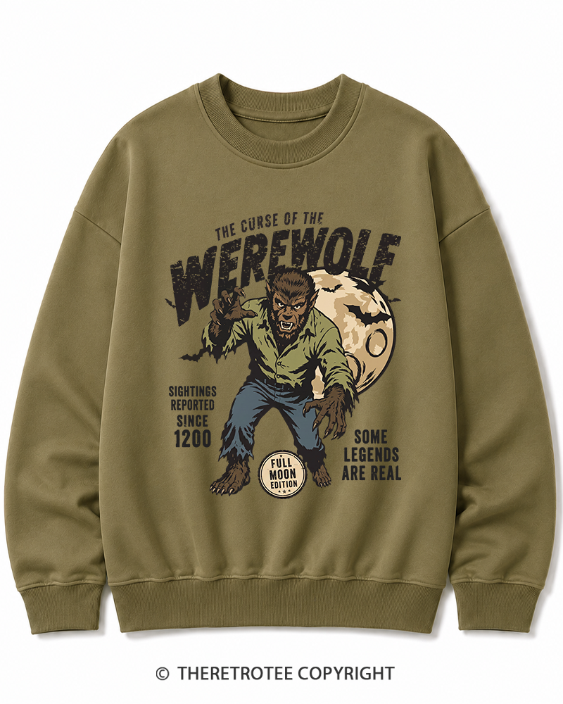 TheRetroTee Werewolf Cult Classic Halloween Horror Movie 1990s Halloween Cotton Sweatshirt