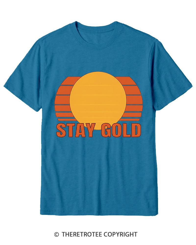 TheRetroTee Stay Gold 1980s Cotton T-Shirt