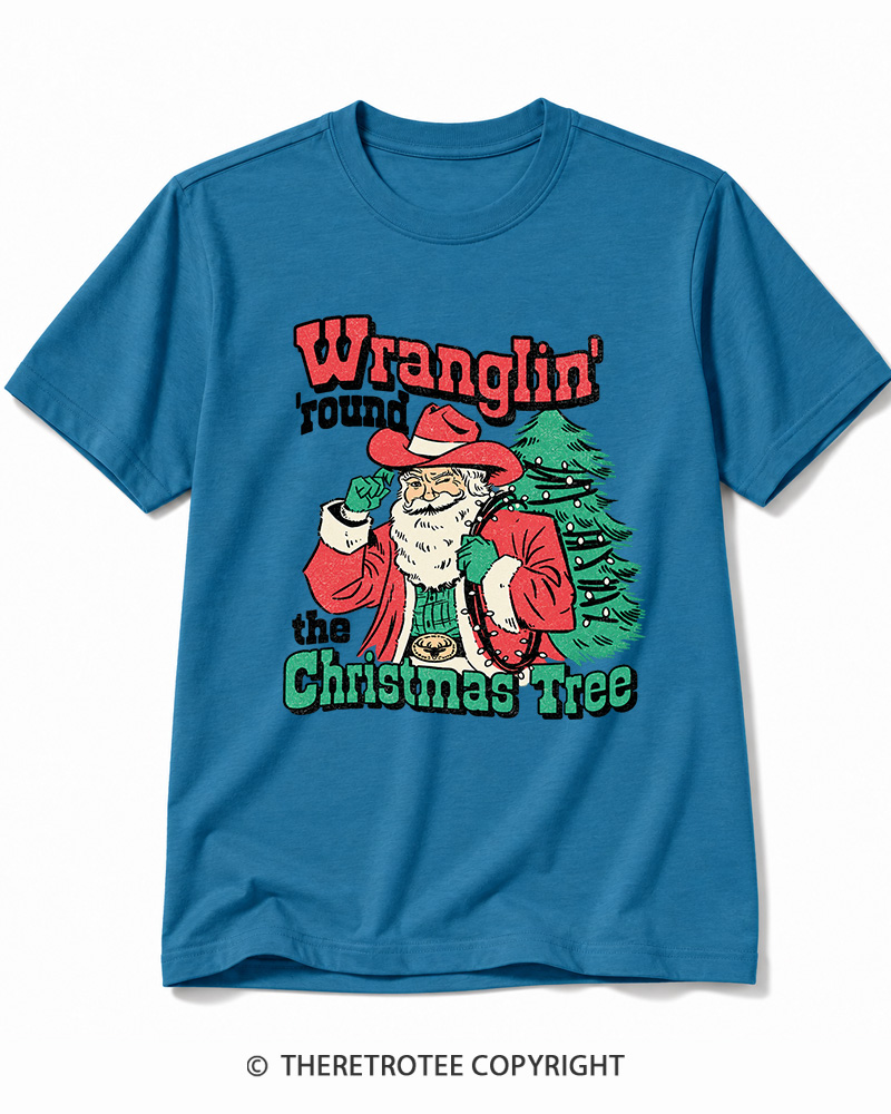 TheRetroTee Santa Wranglin Around 1970s Cotton T-Shirt