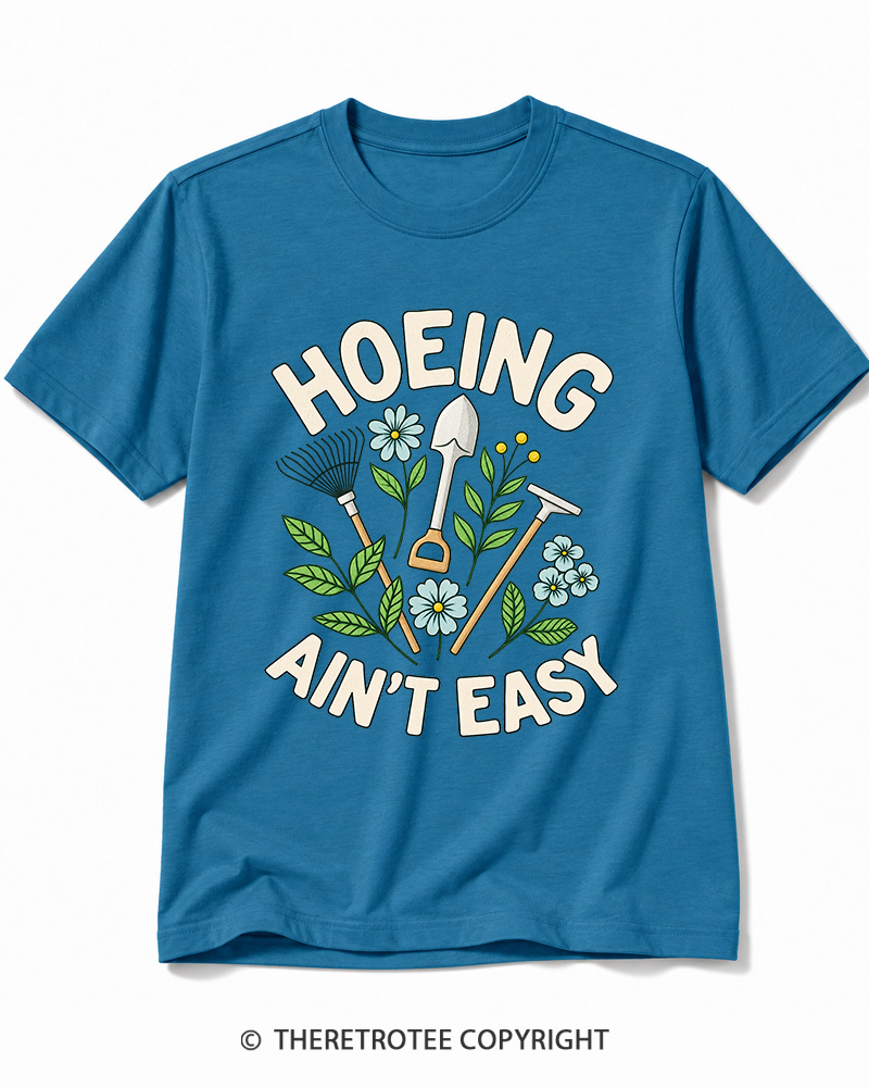 TheRetroTee Hoeing Ain’t Easy 1970s Cotton T-Shirt