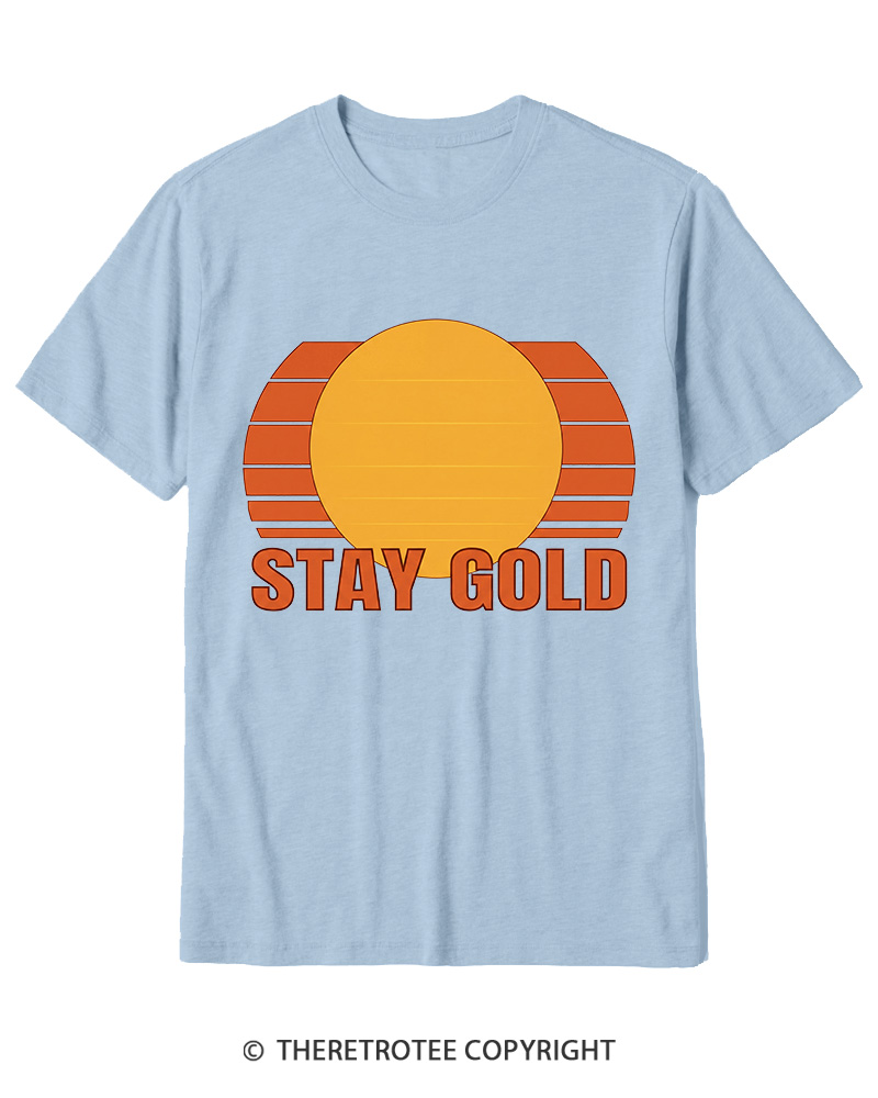 TheRetroTee Stay Gold 1980s Cotton T-Shirt