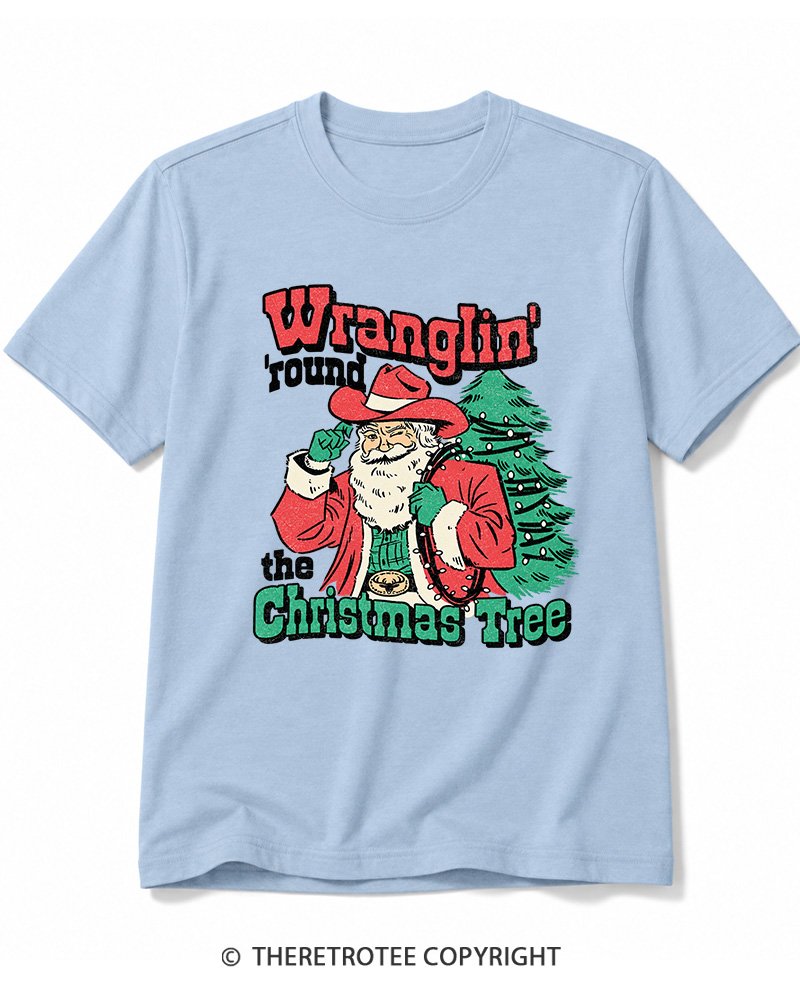 TheRetroTee Santa Wranglin Around 1970s Cotton T-Shirt