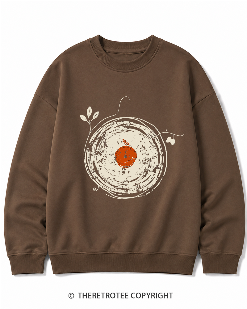 TheRetroTee Enchanting Vinyl Records 1970s Cotton Sweatshirt