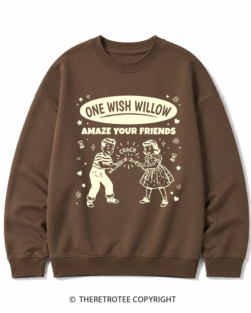 TheRetroTee One Wish Willow Vintage Halloween Cotton Sweatshirt