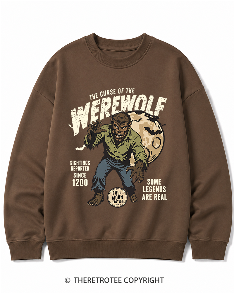 TheRetroTee Werewolf Cult Classic Halloween Horror Movie 1990s Halloween Cotton Sweatshirt