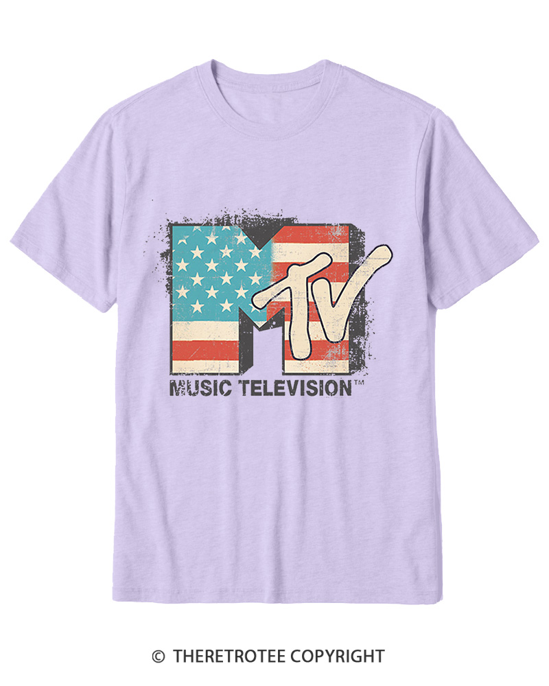 TheRetroTee American Flag Logo 1980s Cotton T-Shirt