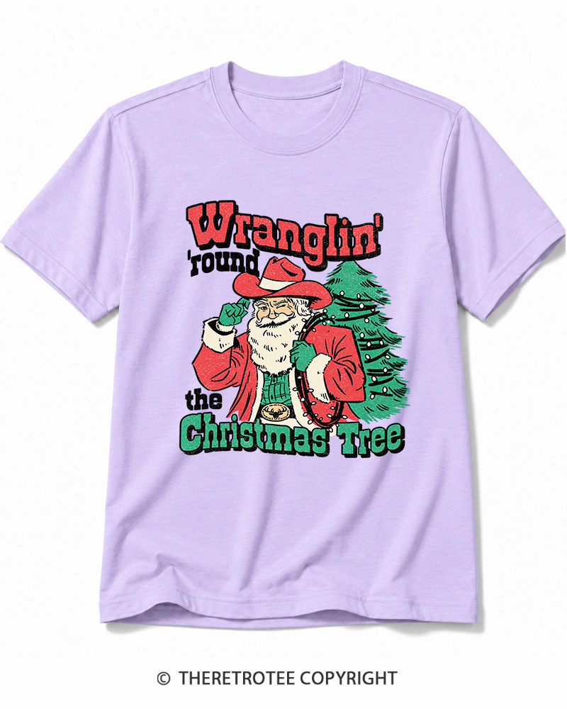 TheRetroTee Santa Wranglin Around 1970s Cotton T-Shirt