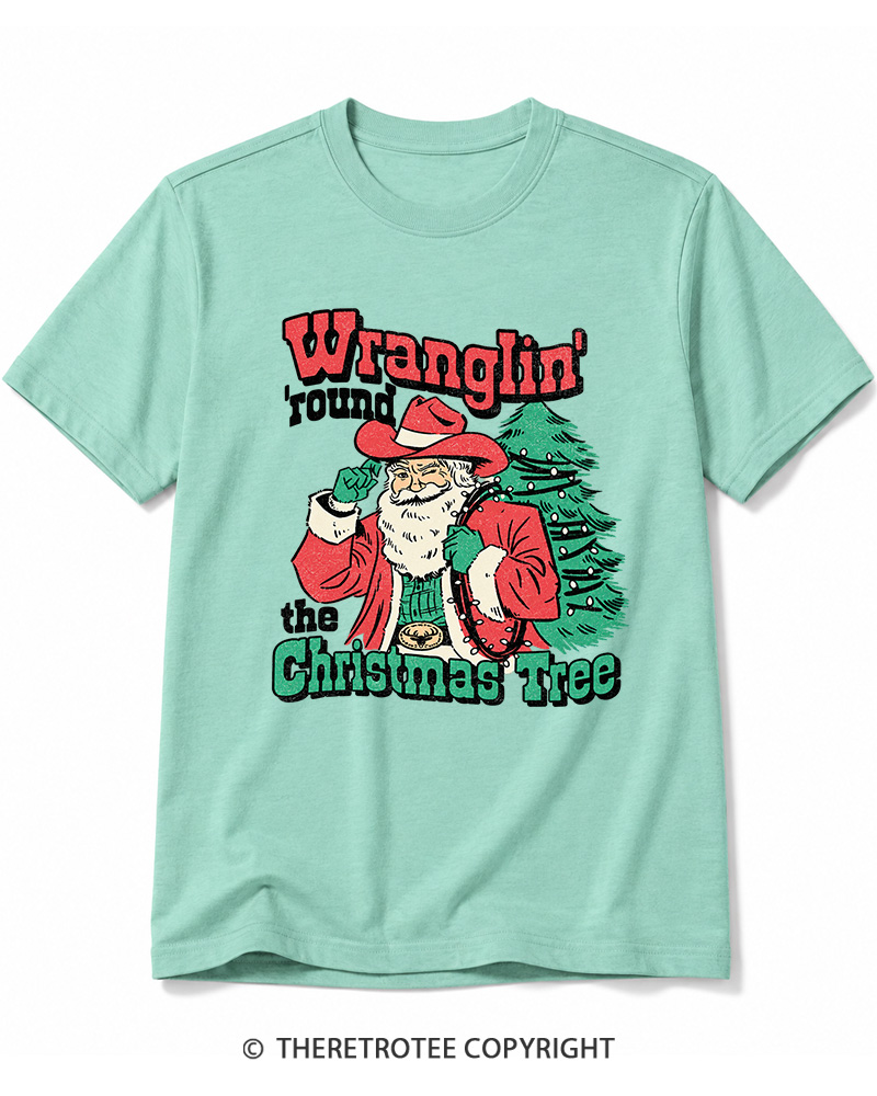 TheRetroTee Santa Wranglin Around 1970s Cotton T-Shirt
