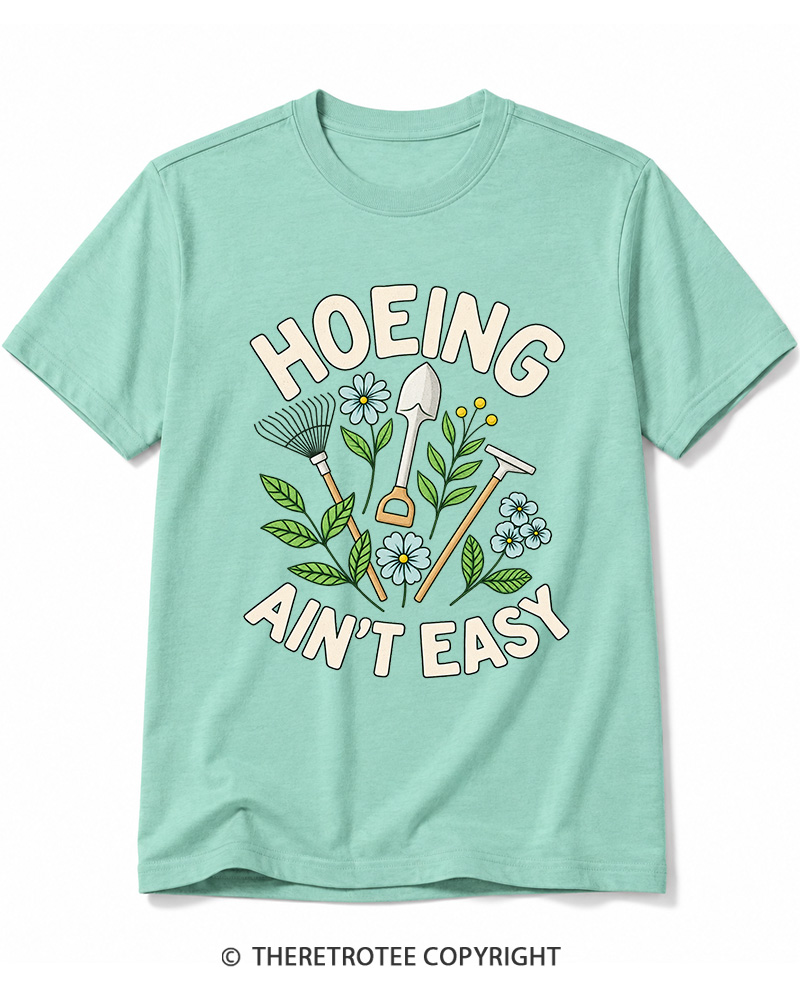 TheRetroTee Hoeing Ain’t Easy 1970s Cotton T-Shirt