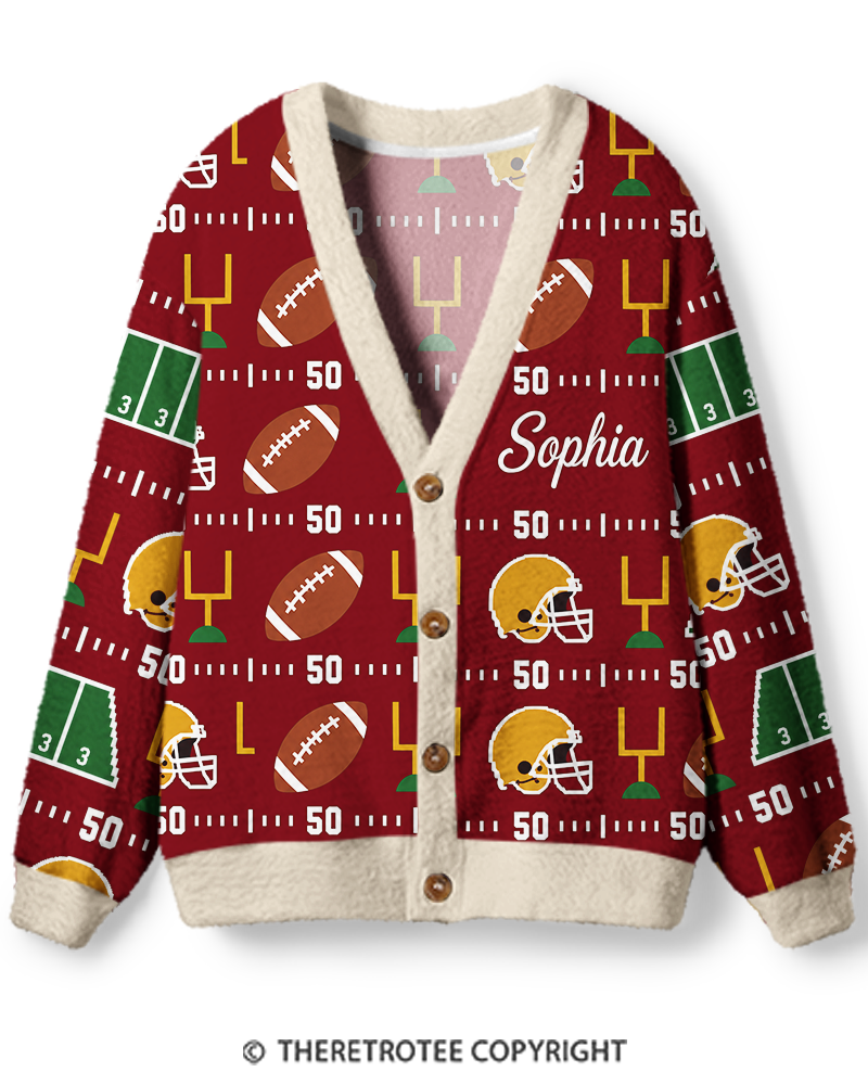 TheRetroTee Vintage Custom Football Heritage Unisex Cardigan Sweater