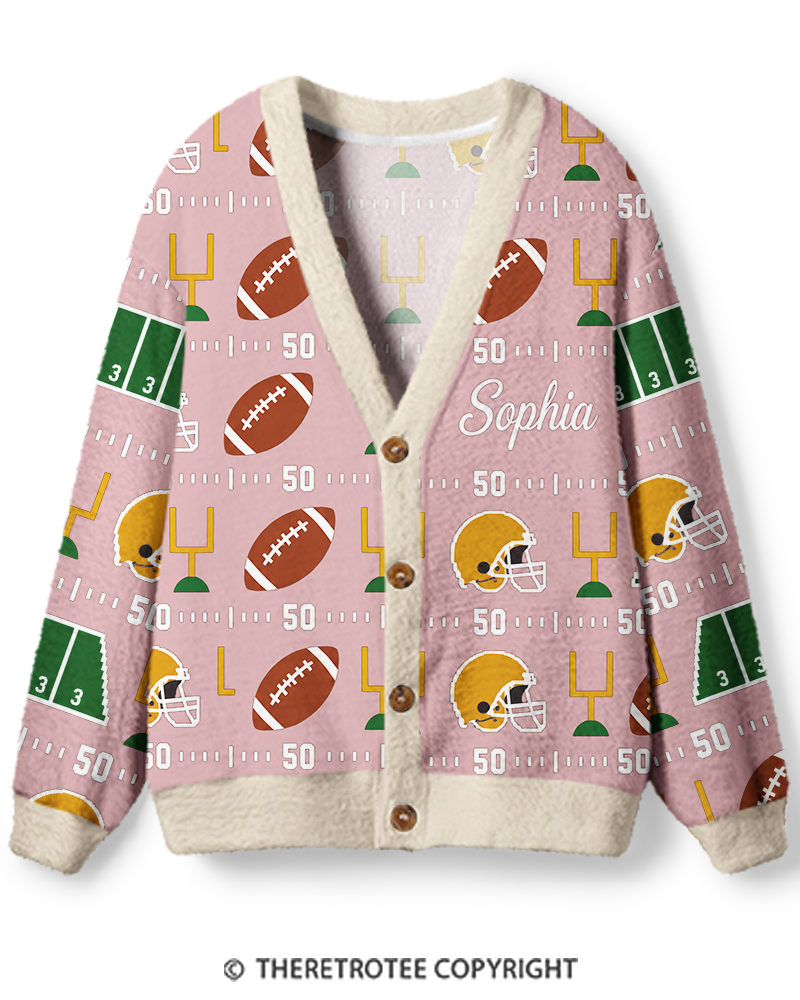 TheRetroTee Vintage Custom Football Heritage Unisex Cardigan Sweater