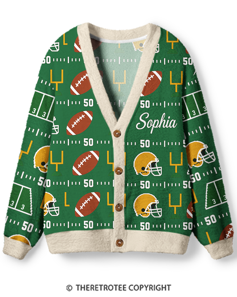 TheRetroTee Vintage Custom Football Heritage Unisex Cardigan Sweater
