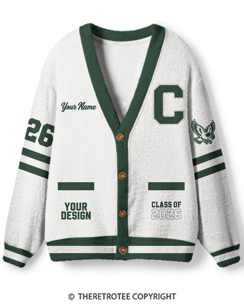 TheRetroTee Personalized Vintage Varsity Memory Unisex Cardigan Sweater