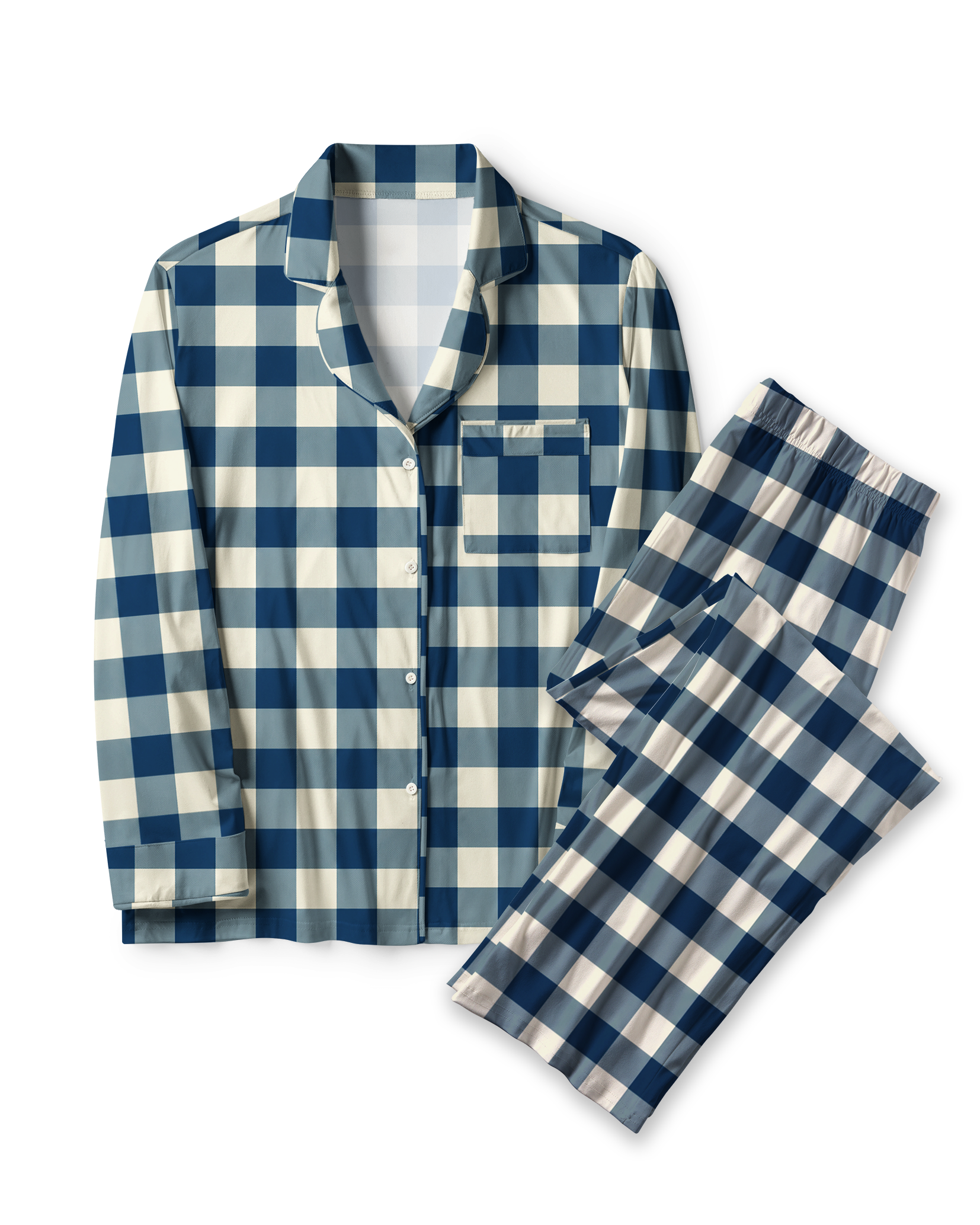 TheRetroTee Denim Vichy Plaid Vintage Pajama Set