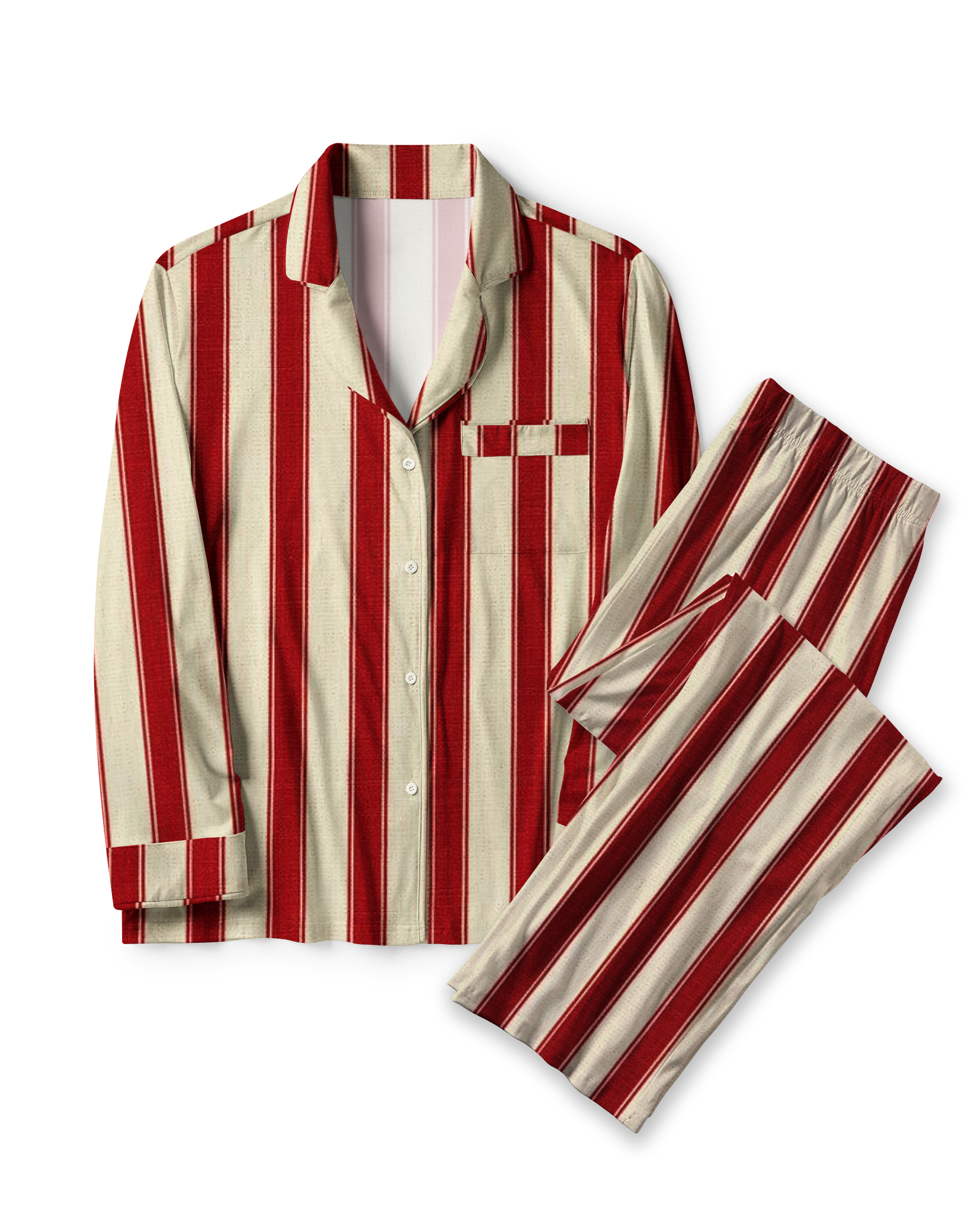 TheRetroTee Cream Crimson Stripe Vintage Pajama Set