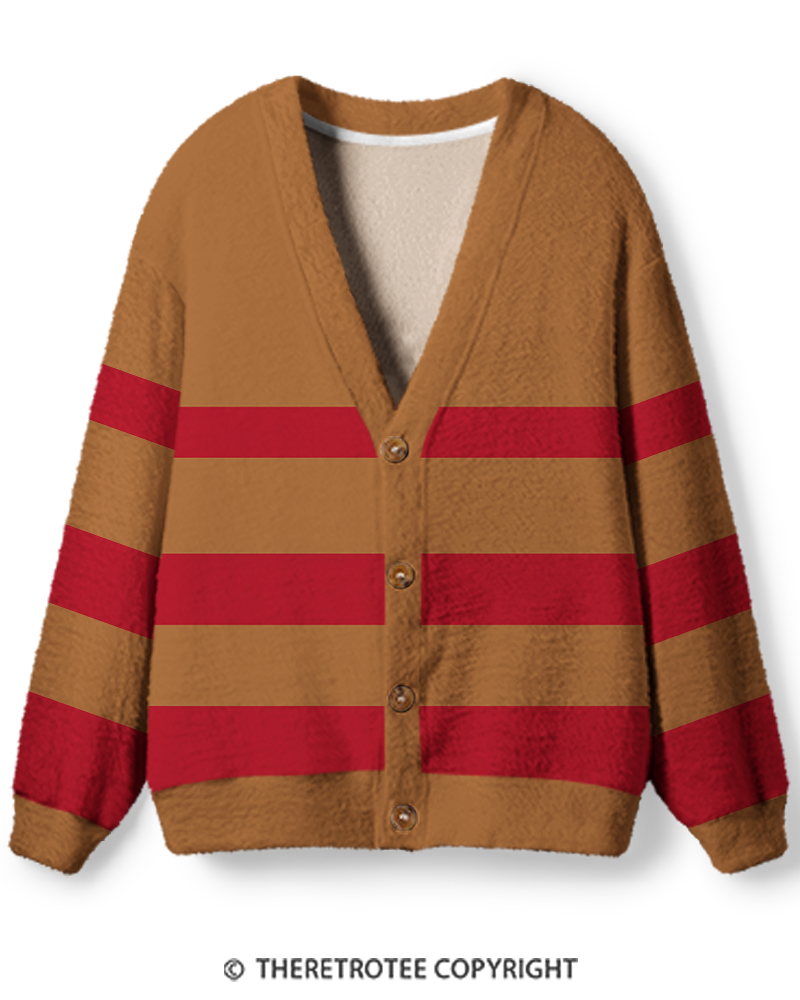 TheRetroTee Vintage 1990s Mohair Stripe Unisex Cardigan Sweater