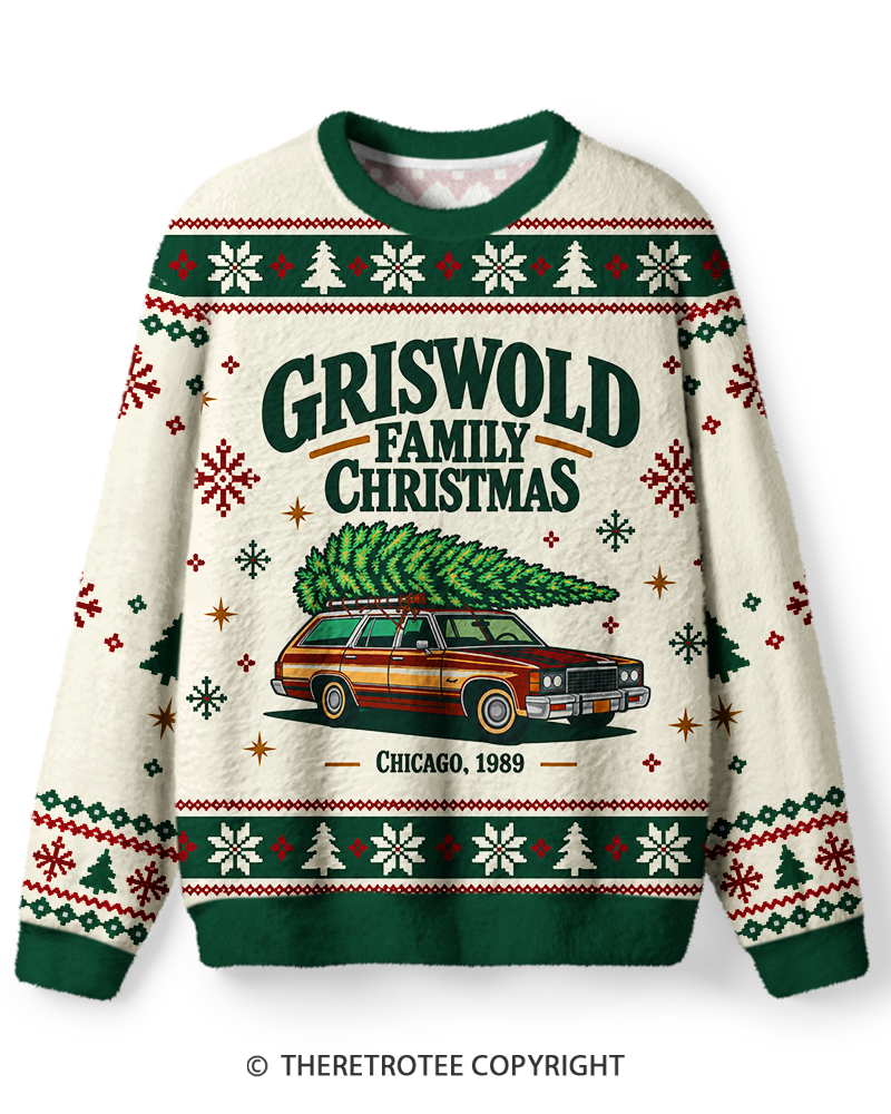 TheRetroTee Vintage 1980s Family Christmas Road Trip Sweater