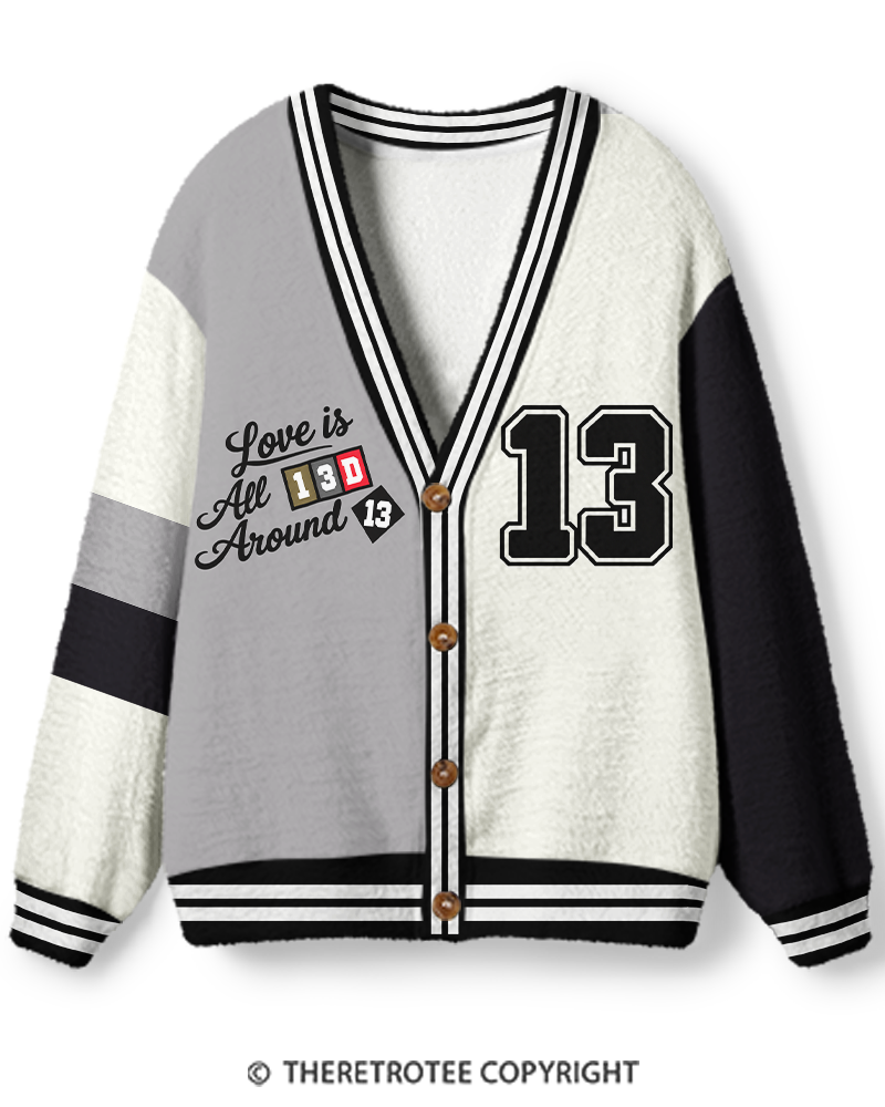 TheRetroTee Vintage 1990s Preppy Varsity Unisex Cardigan Sweater