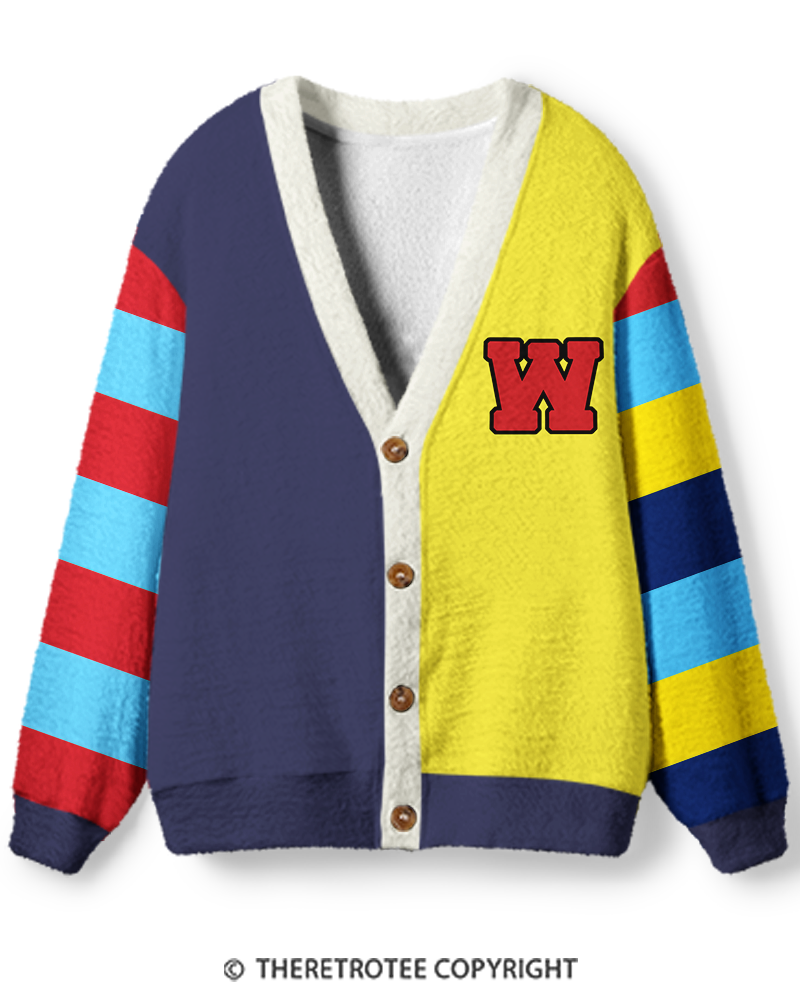 TheRetroTee Vintage 1980s Varsity Letter Cardigan Sweater