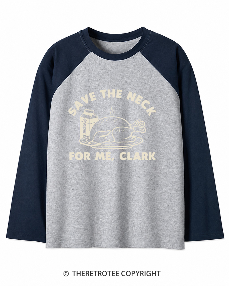 TheRetroTee Funny Thanksgiving 1980s Long Sleeve Raglan T-Shirt