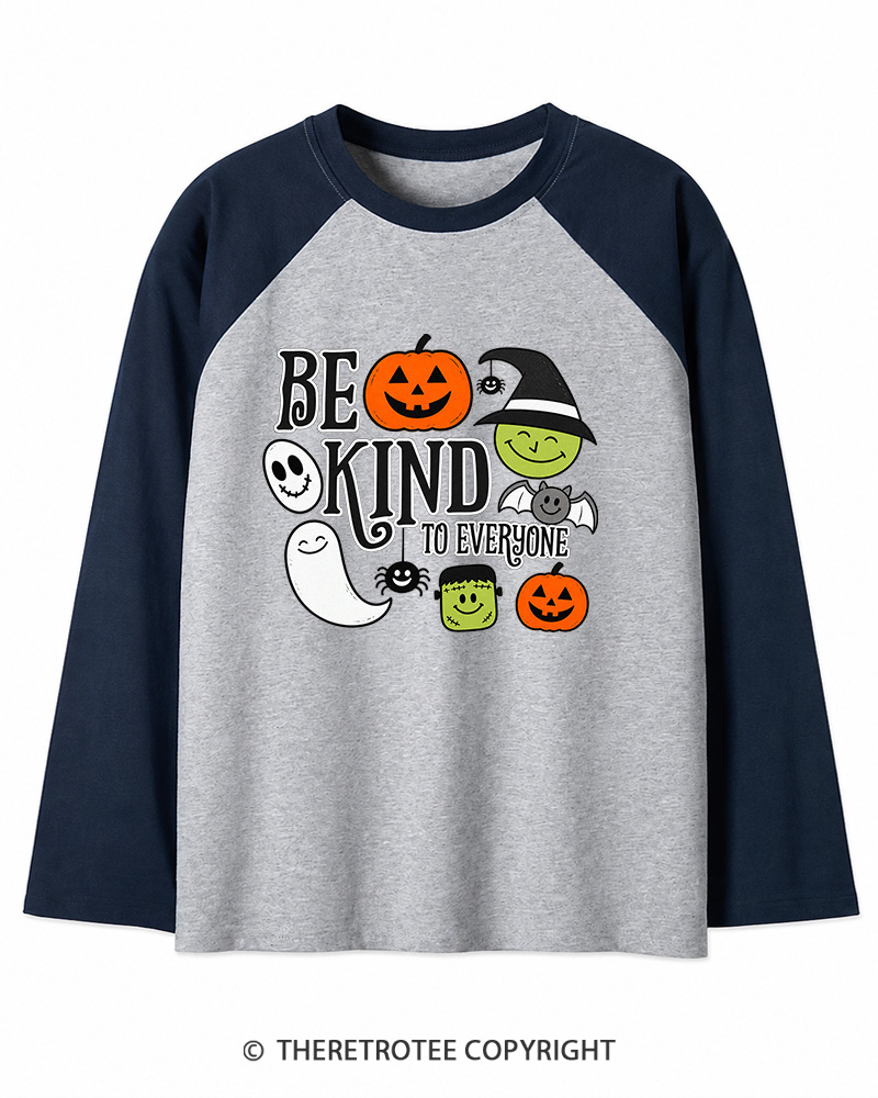 TheRetroTee Halloween Monster 1970s Long Sleeve Raglan T-Shirt