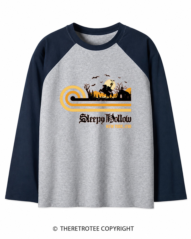 TheRetroTee Sleepy Hollow 1970s Long Sleeve Raglan T-Shirt