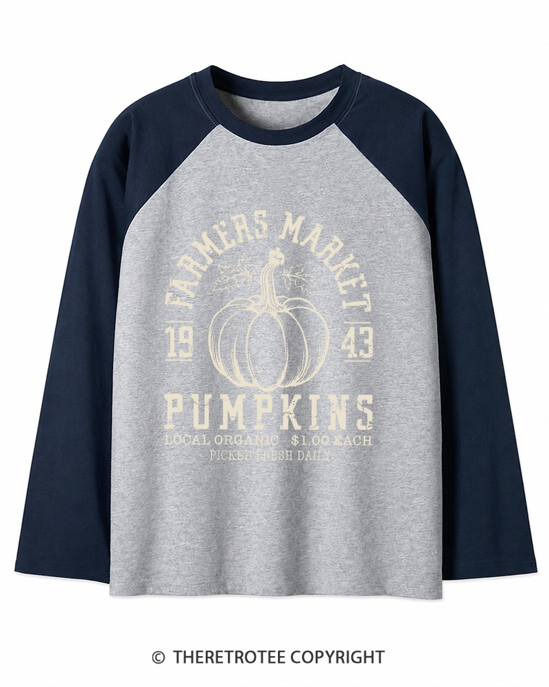 TheRetroTee Farmers Market  1940s Long Sleeve Raglan T-Shirt