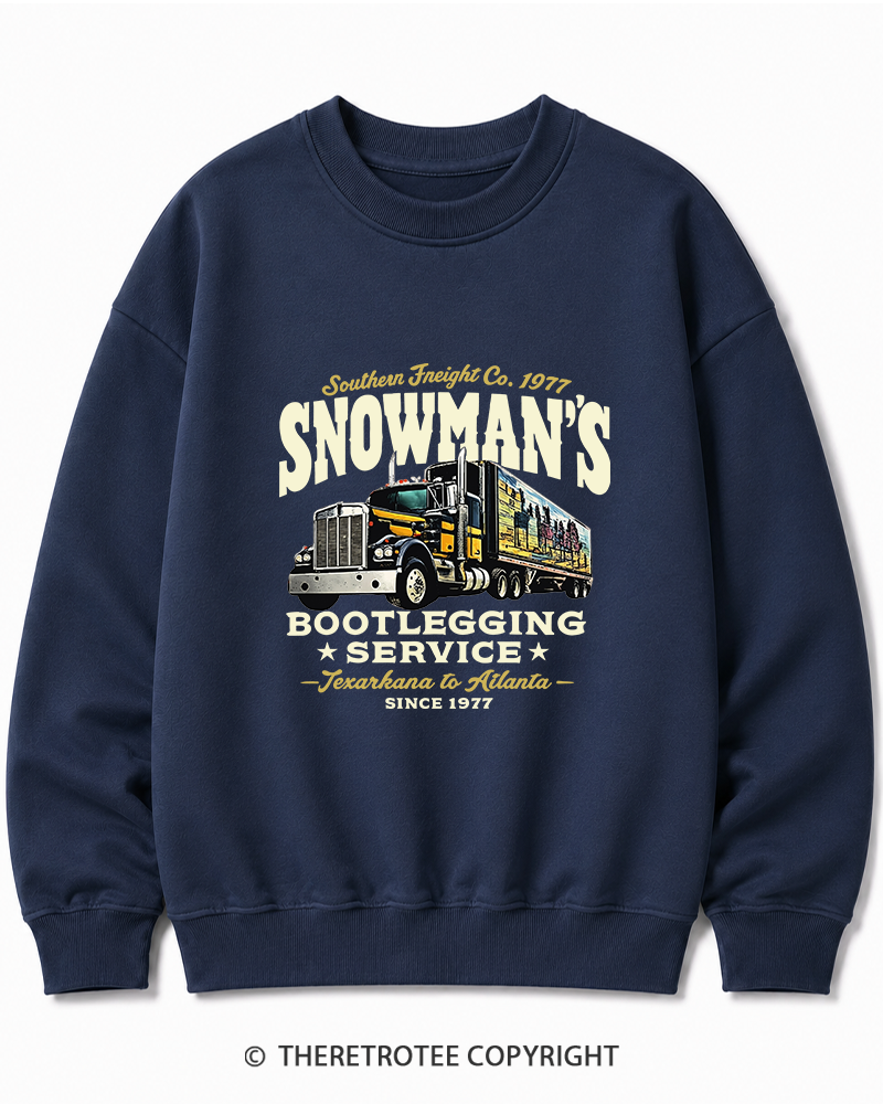 TheRetroTee Snowman's Bootlegging Service 1970s Cotton Sweatshirt