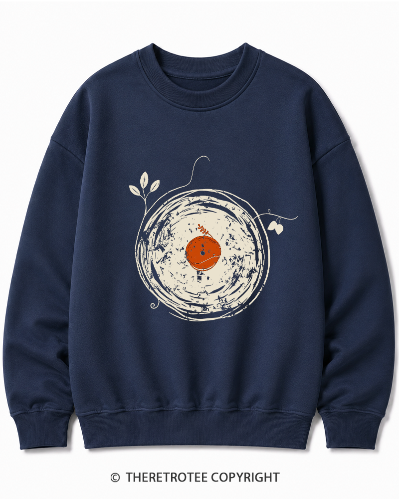 TheRetroTee Enchanting Vinyl Records 1970s Cotton Sweatshirt