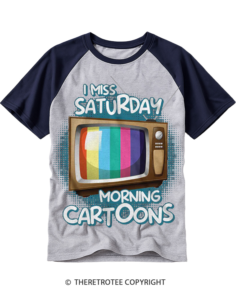 TheRetroTee I Miss Saturday Morning Cartoons 1980s Raglan Baseball T-Shirt