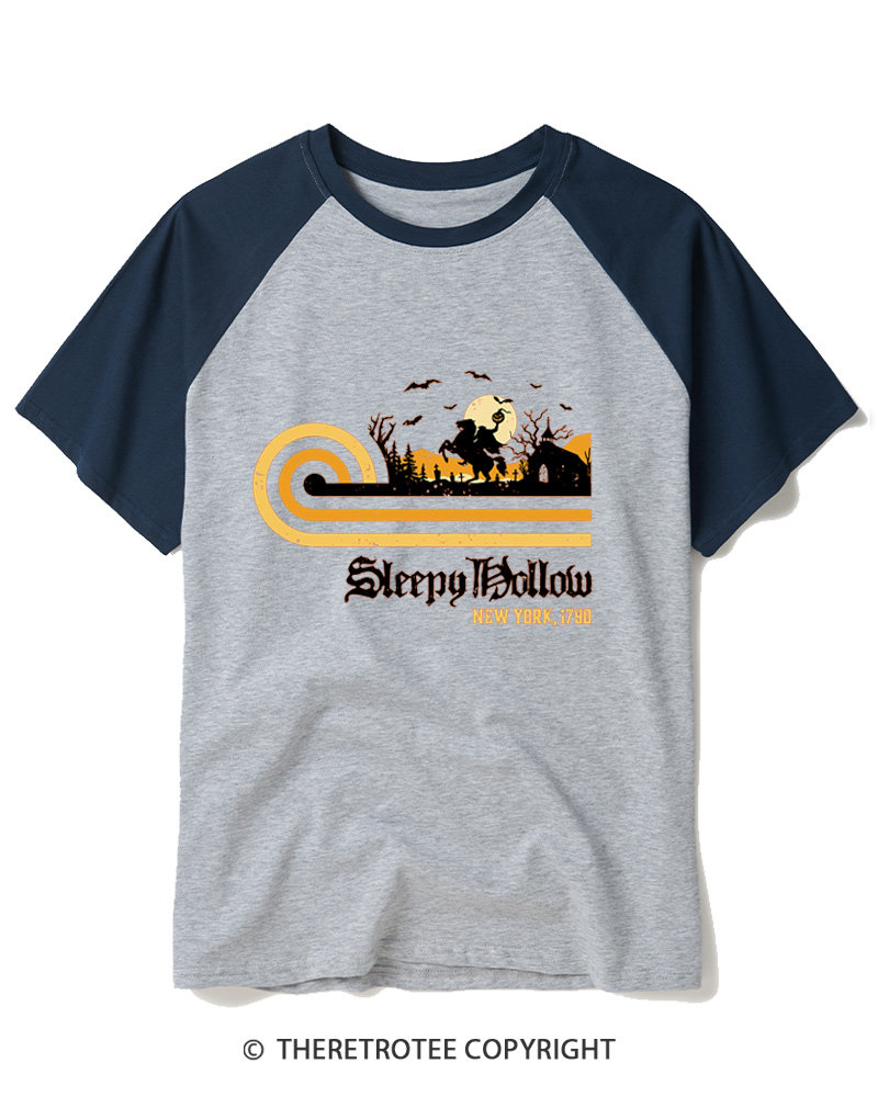 TheRetroTee Sleepy Hollow 1970s Raglan Baseball T-Shirt