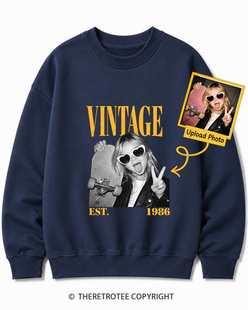 TheRetroTee Personalized My First Skateboard 1986 Sweatshirt