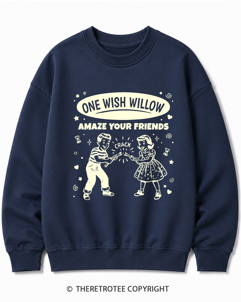 TheRetroTee One Wish Willow Vintage Halloween Cotton Sweatshirt