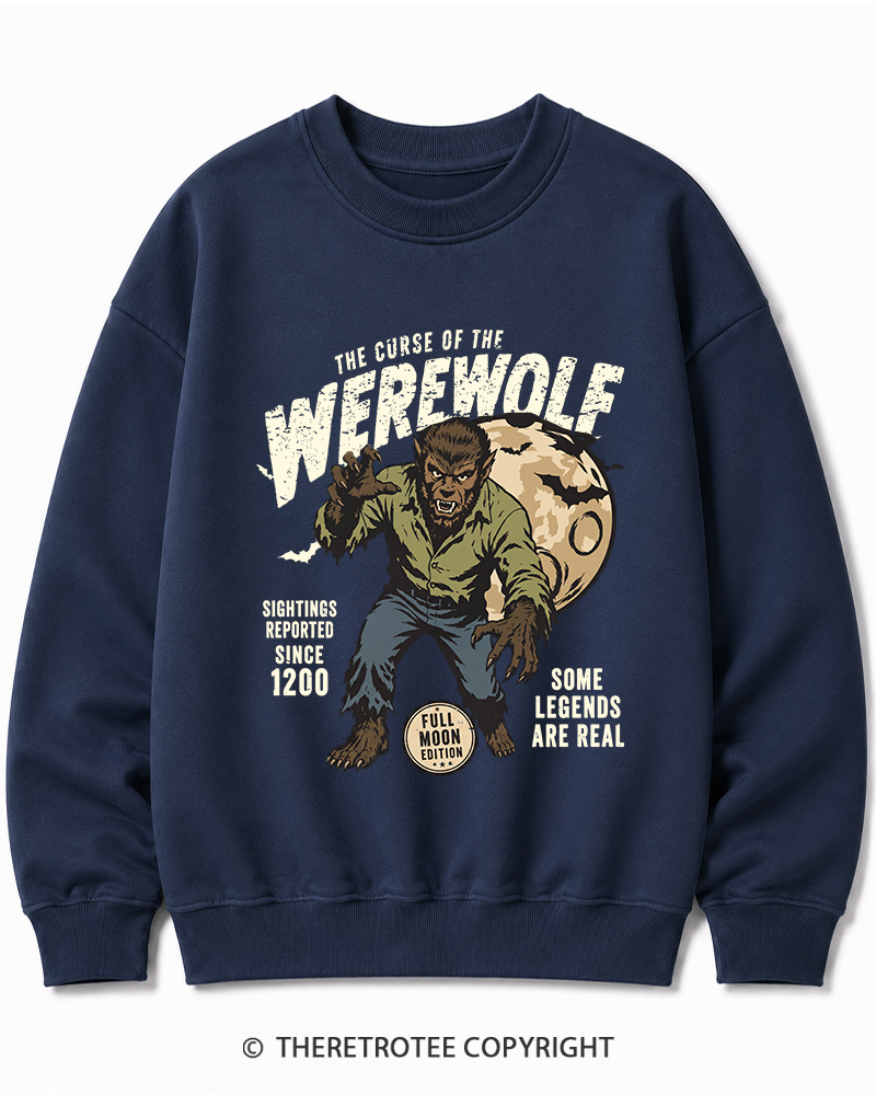 TheRetroTee Werewolf Cult Classic Halloween Horror Movie 1990s Halloween Cotton Sweatshirt