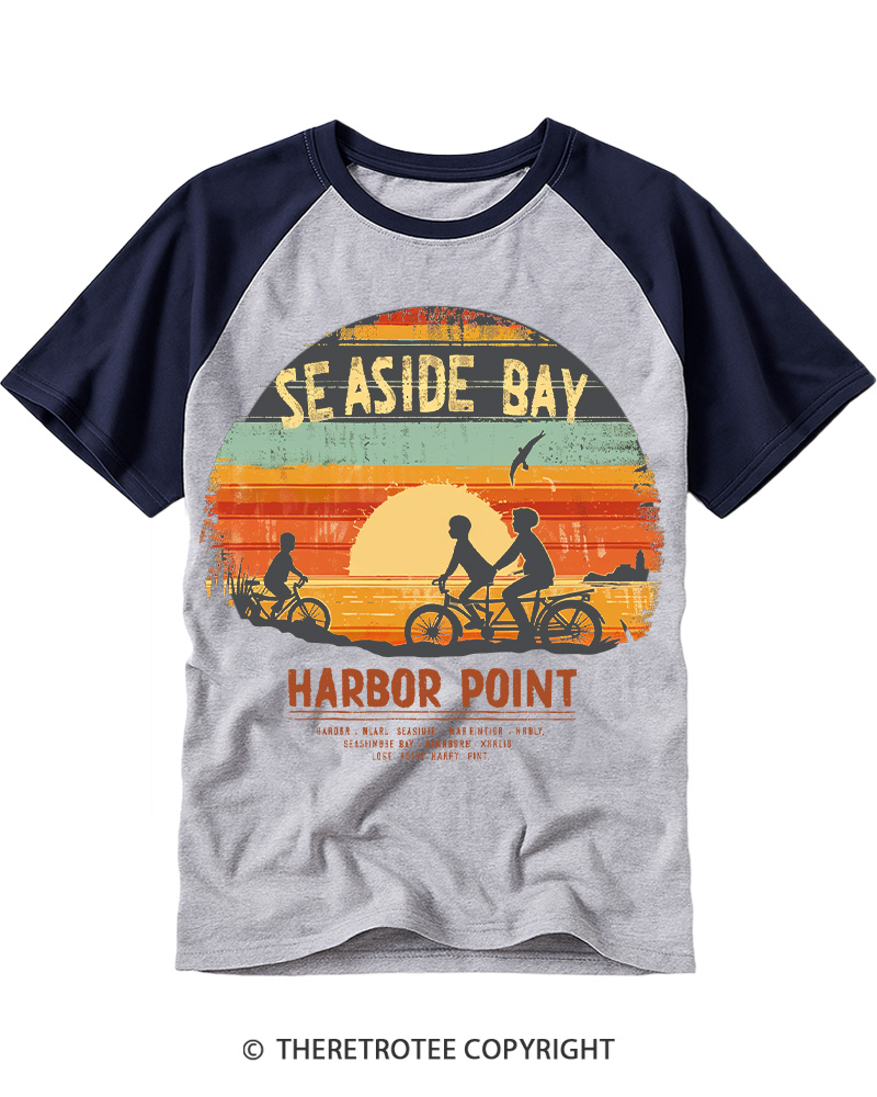 TheRetroTee Seaside Bay Ride 1970s Raglan Baseball T-Shirt