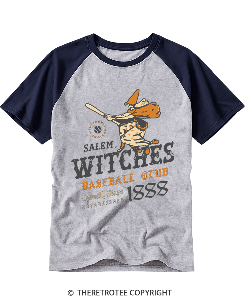 TheRetroTee Salem Witches 1888 Raglan Baseball T-Shirt