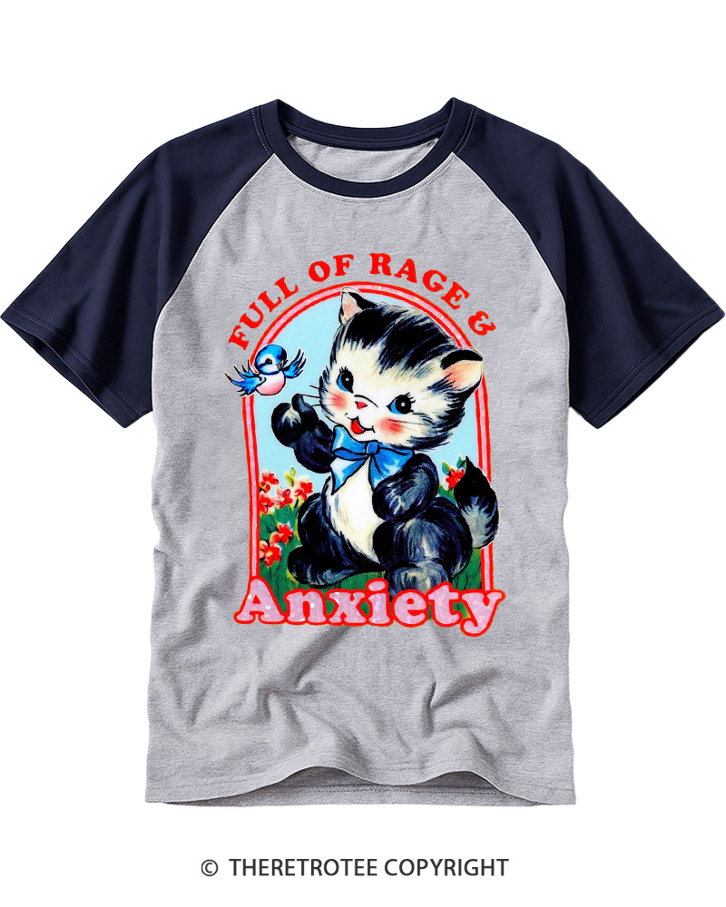 TheRetroTee Rage & Anxiety Humor 1970s Raglan Baseball T-Shirt