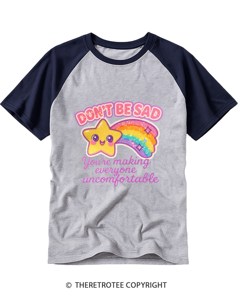 TheRetroTee Sarcastic Rainbow Star 1970s Raglan Baseball T-Shirt