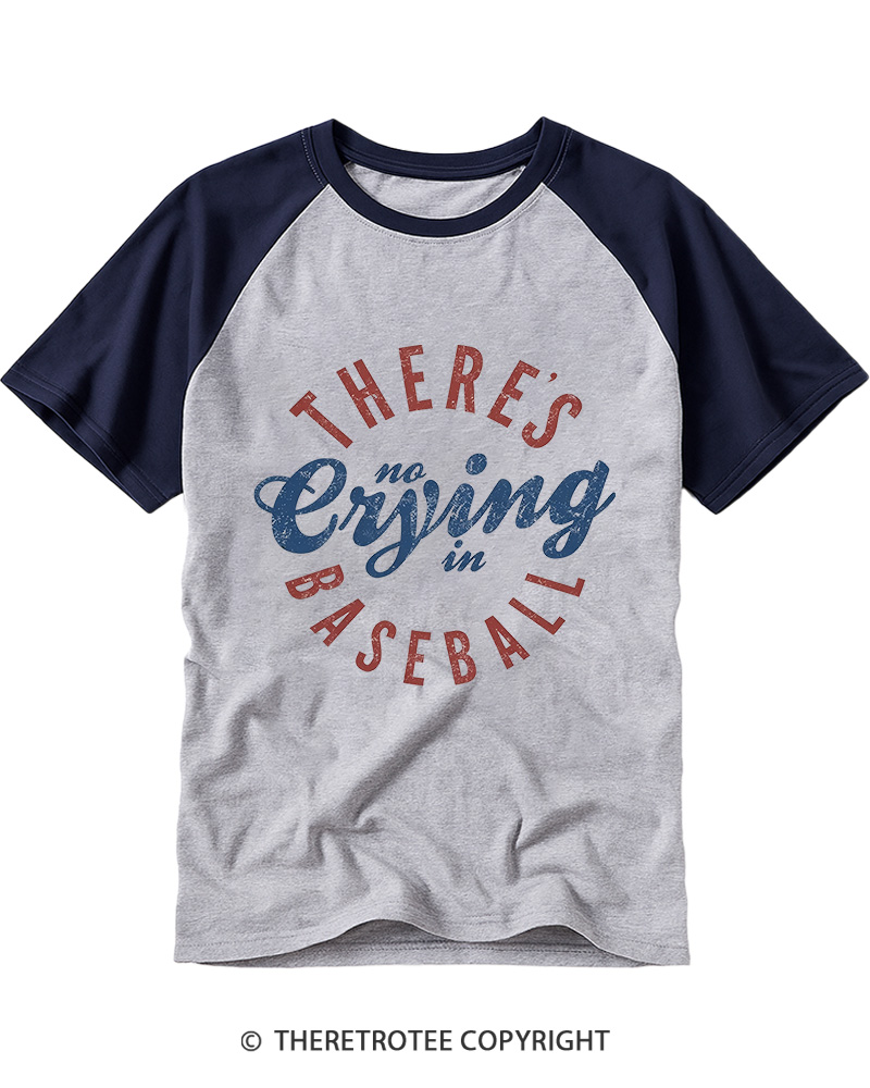 TheRetroTee There’s No Crying In Baseball 1980s Raglan Baseball T-Shirt