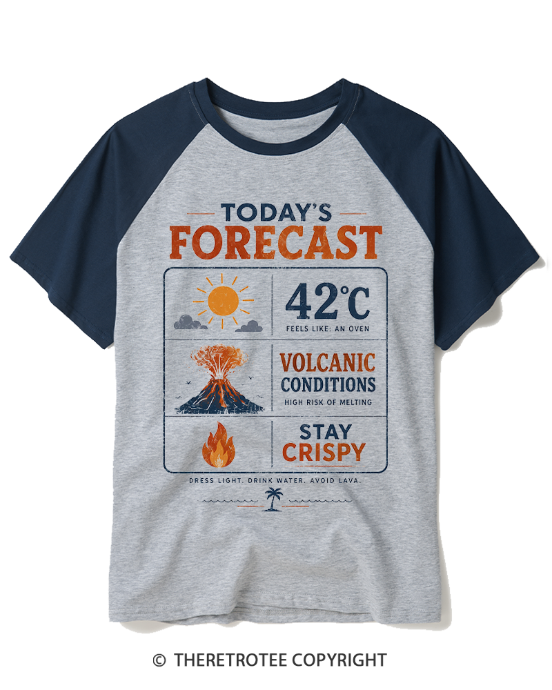 TheRetroTee Today's Forecast Heatwave Raglan Baseball T-Shirt